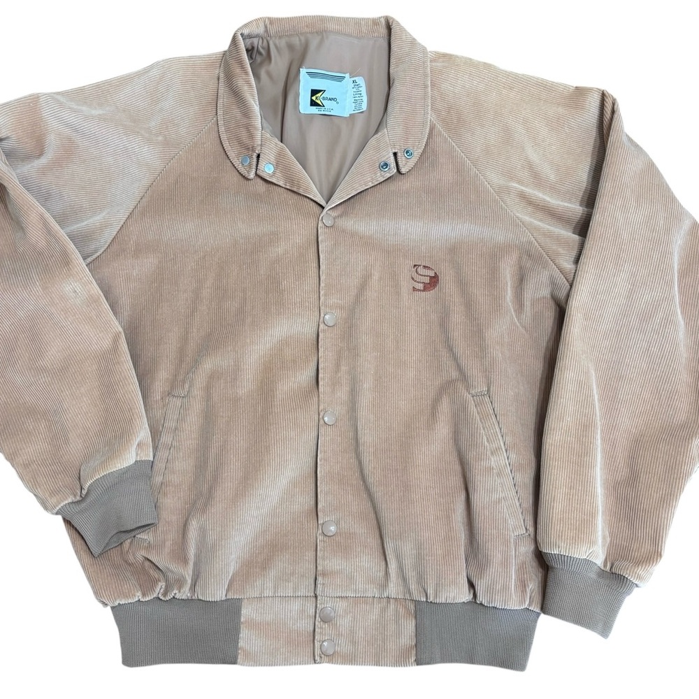Vintage 80s K-Brand Corduroy Jacket XL Tan Grandpa Core Made USA